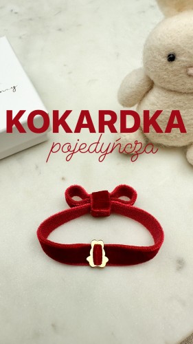 Aksamitka czerwona elastyczna bransoletka z kokardką pojedynczą lub podwójną