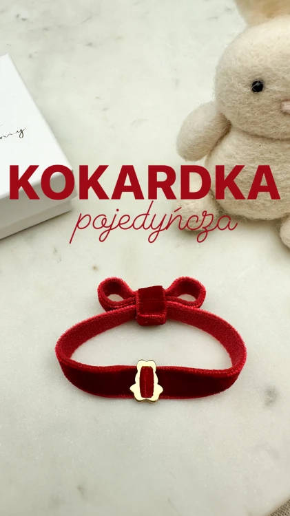 Aksamitka czerwona elastyczna bransoletka z kokardką pojedynczą lub podwójną