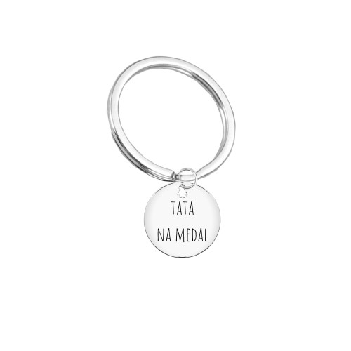 Brelok kółko TATA NA MEDAL + imiona dzieci