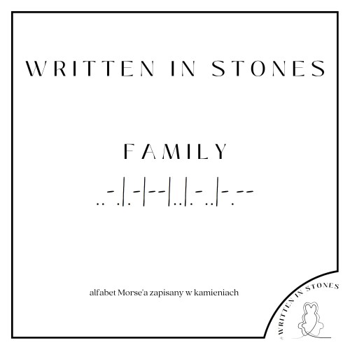 Bransoletka na wiecznej nitce alfabet Morse'a zapisany w kamieniach w wersji Black sentencja Family